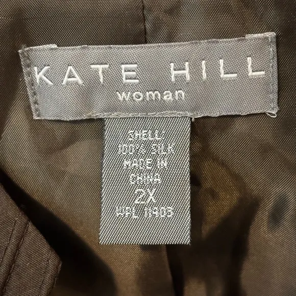 NWT Kate Hill Brown Silk Jacket, Size 2X