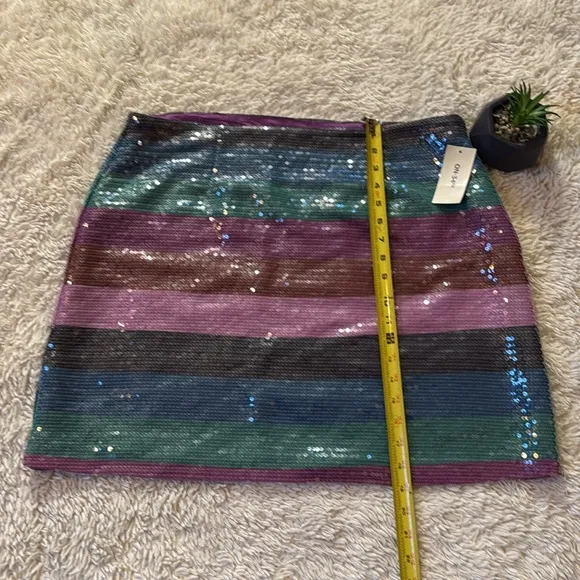 NWT On 34th Women's Mid-Rise Boardwalk-Stripe Sequined Mini Skirt size 16