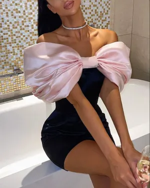 off-Shoulder Bows Tight Dress