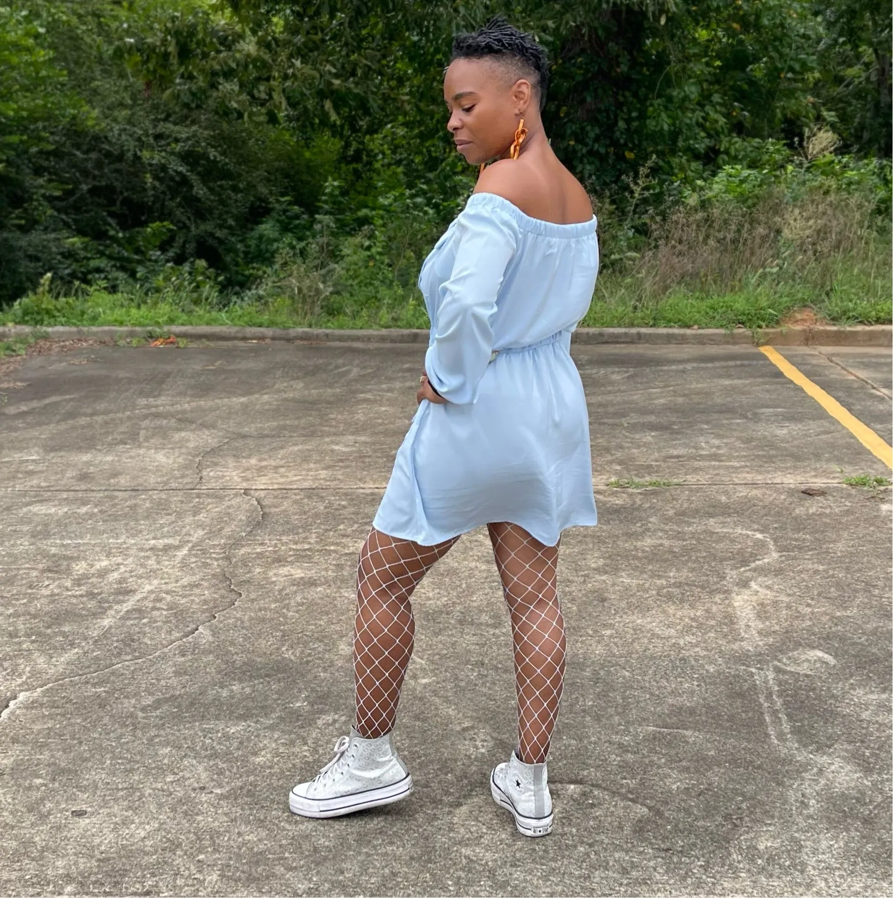 Off Shoulder Cargo Dress