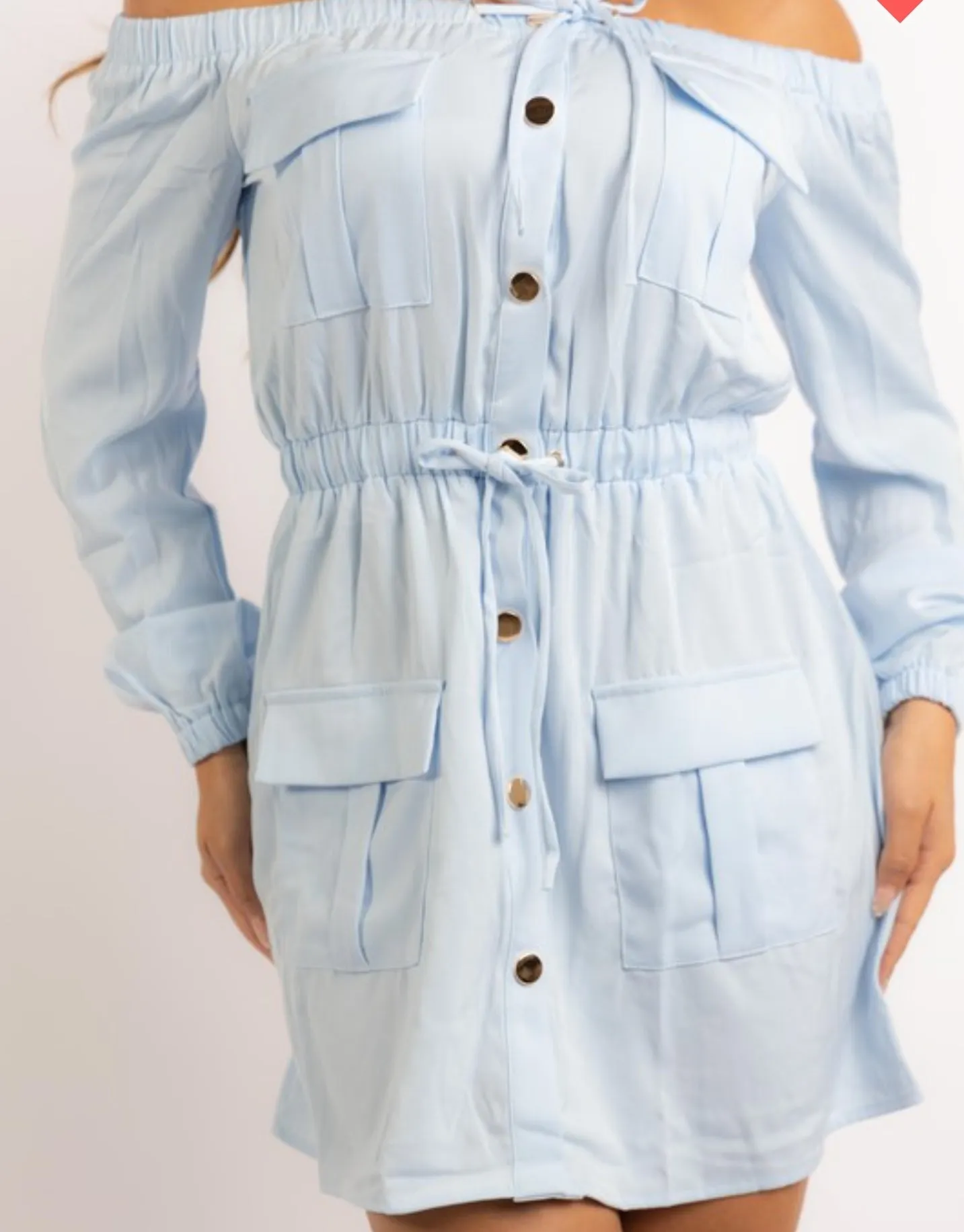 Off Shoulder Cargo Dress