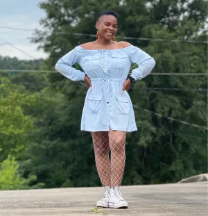 Off Shoulder Cargo Dress