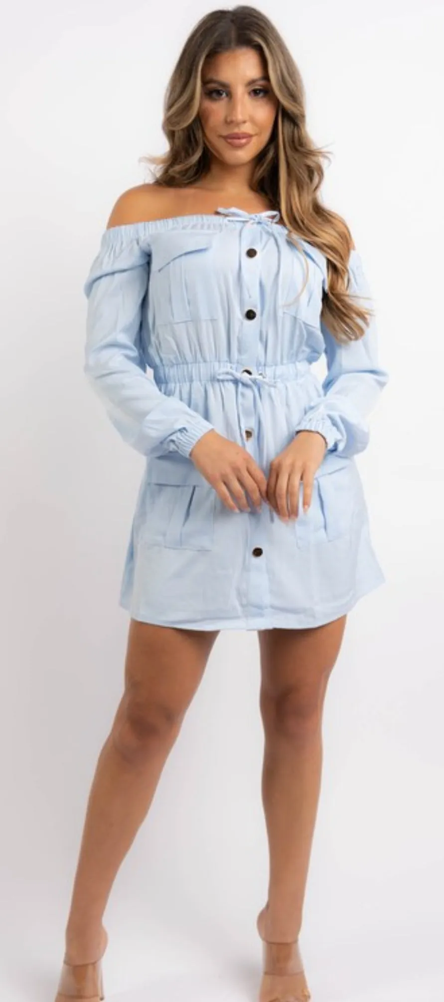 Off Shoulder Cargo Dress
