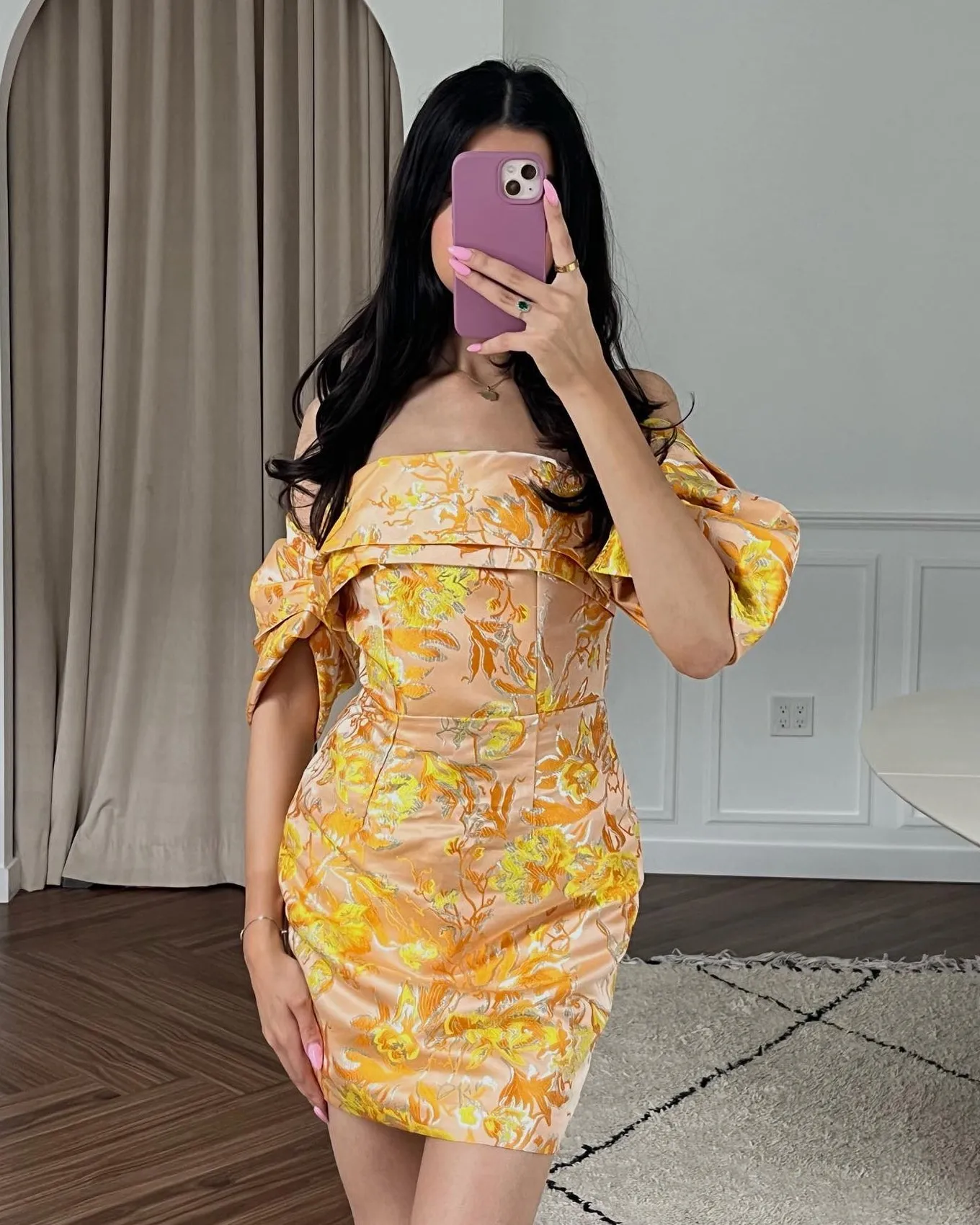 Off-shoulder Floral Mini Dress