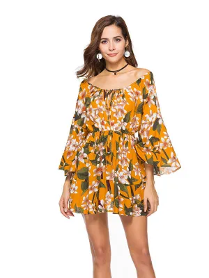 Off Shoulder Long Sleeve Dress