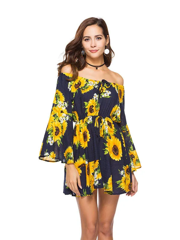 Off Shoulder Long Sleeve Dress