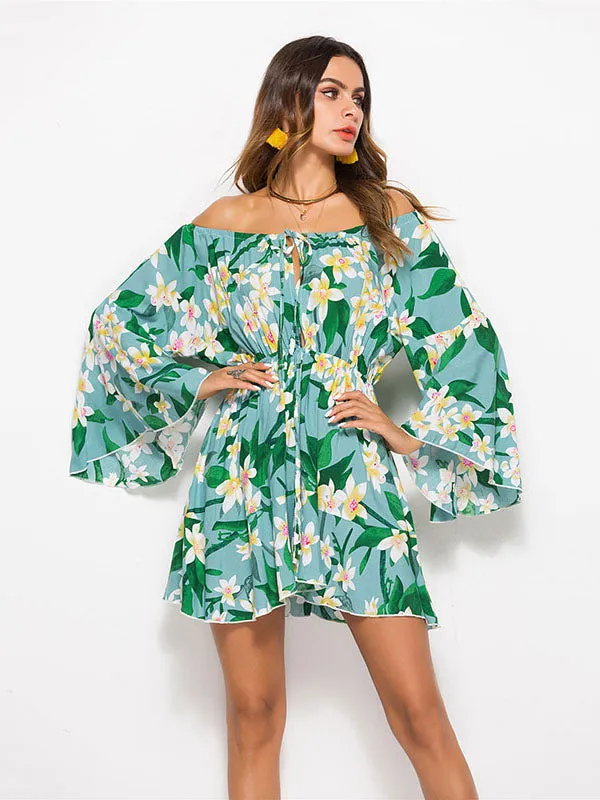 Off Shoulder Long Sleeve Dress