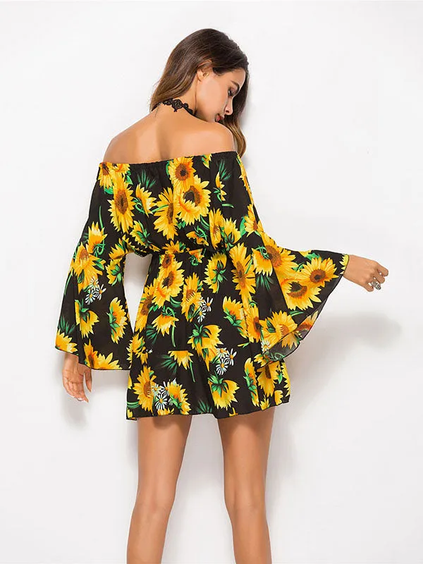 Off Shoulder Long Sleeve Dress
