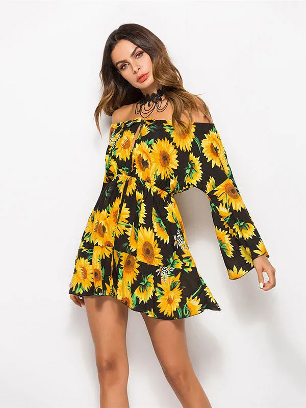 Off Shoulder Long Sleeve Dress