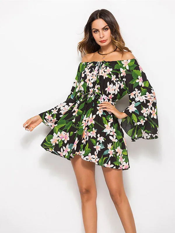Off Shoulder Long Sleeve Dress