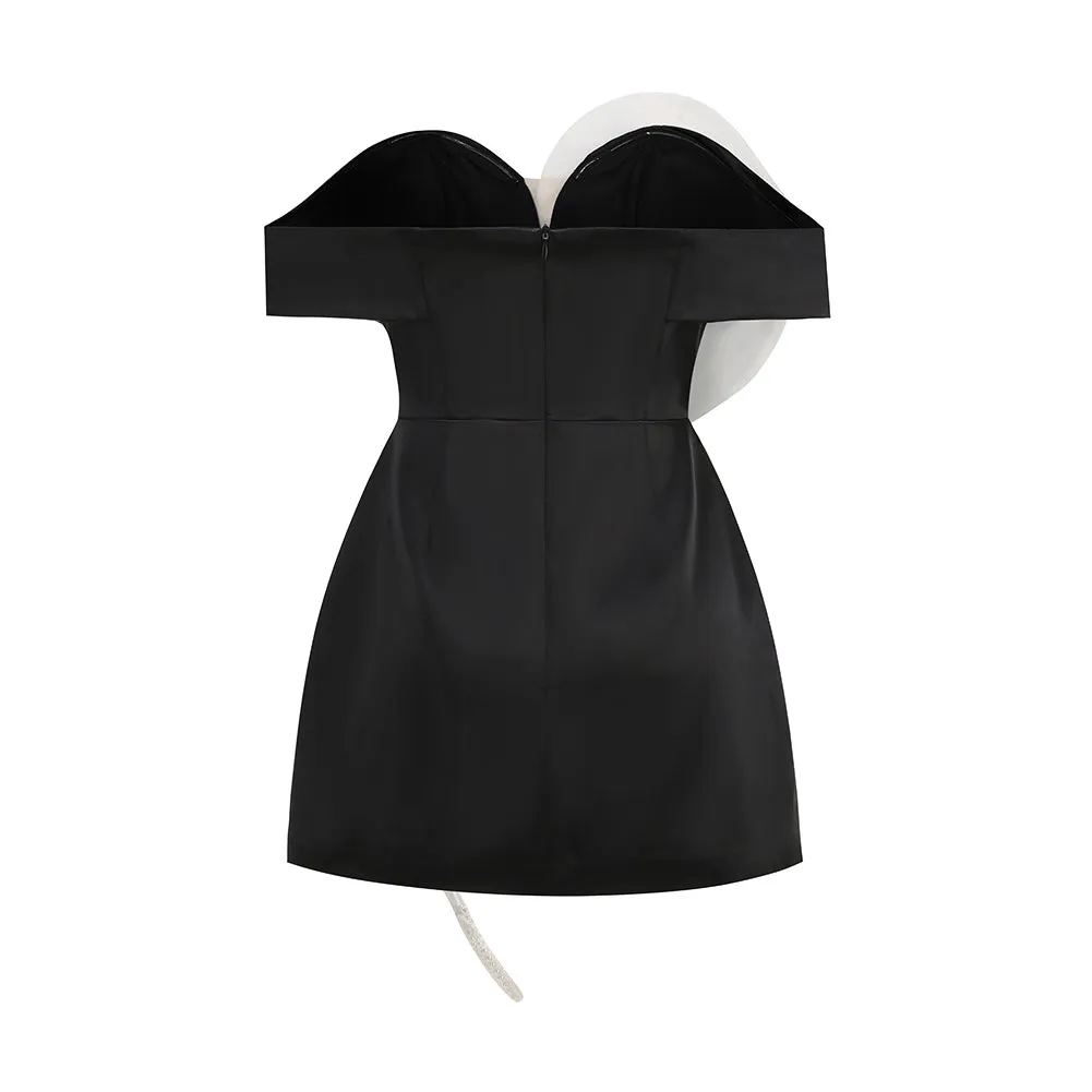 Off Shoulder Three-Dimensional Flower Mini Dress KLYF1279