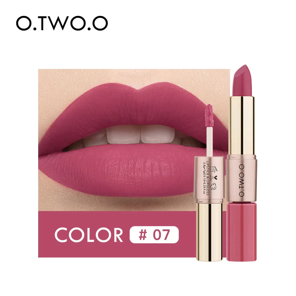 O.TWO.ODouble-Headed Velvet Matte Lip Gloss Lipstick Two-in-One Soft Fog12Color Lip Lacquer Factory Direct SalesN9107