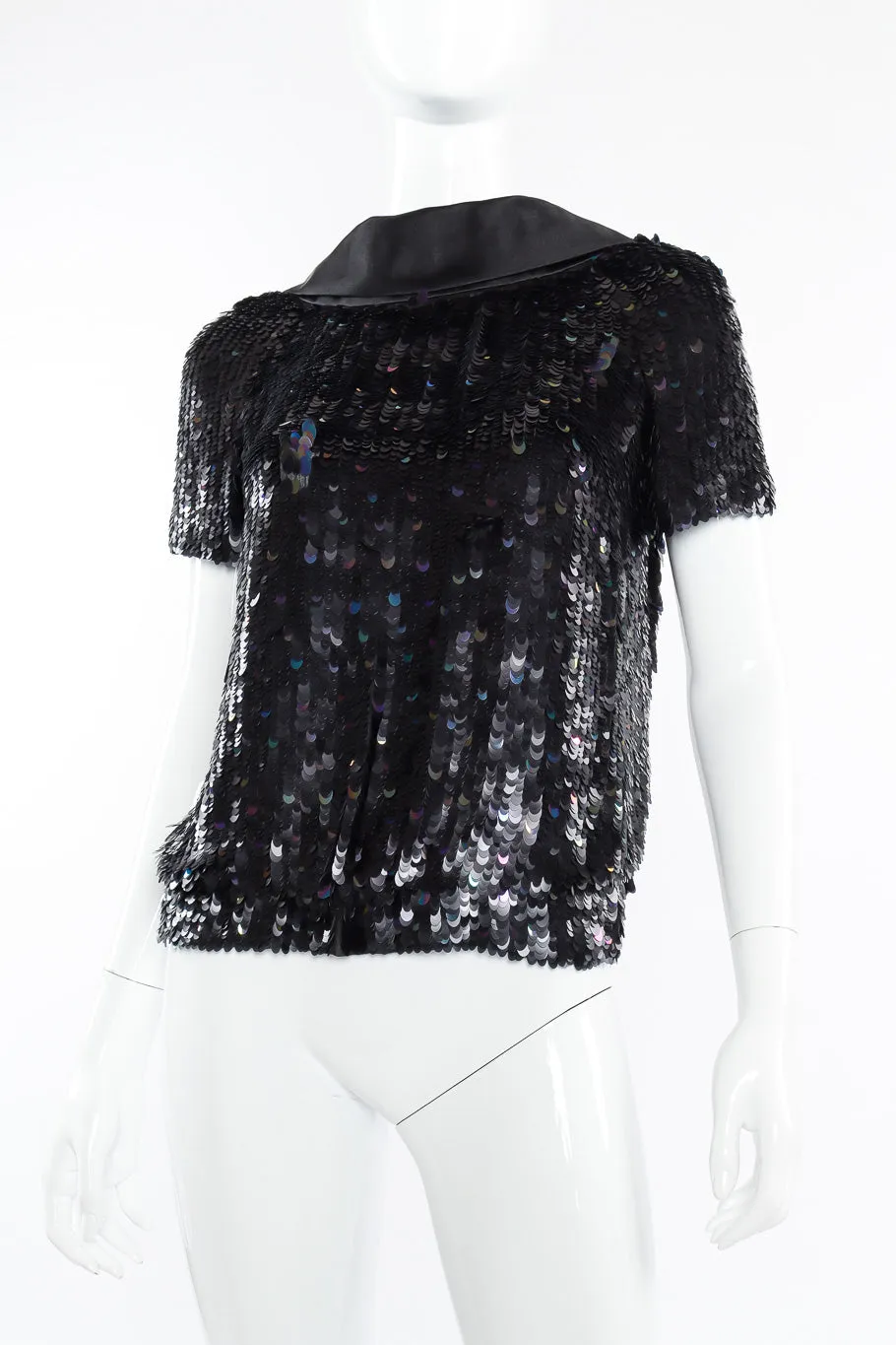 Paillette Silk Open Back Top