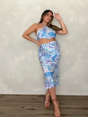 PAISLEY BLUE SKIRT SET