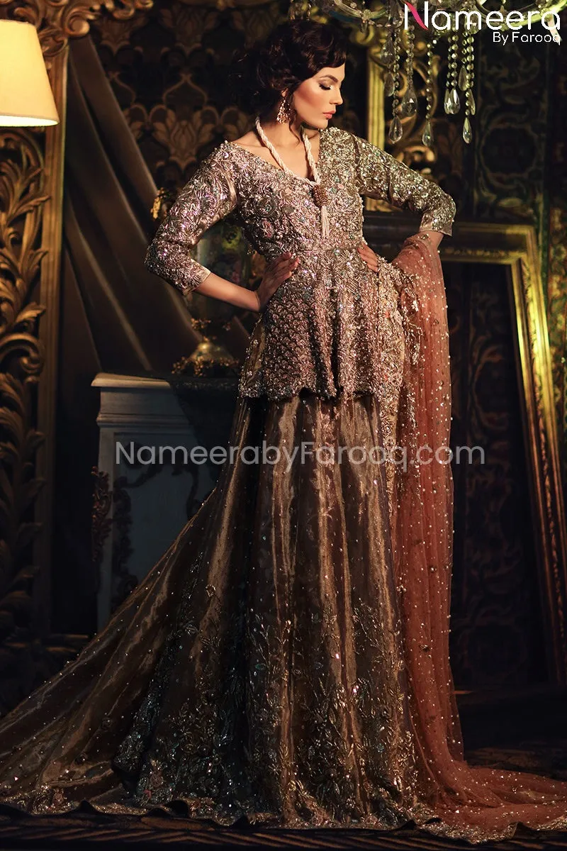 Pakistani Bridal Peplum Lehenga for Wedding #BS155