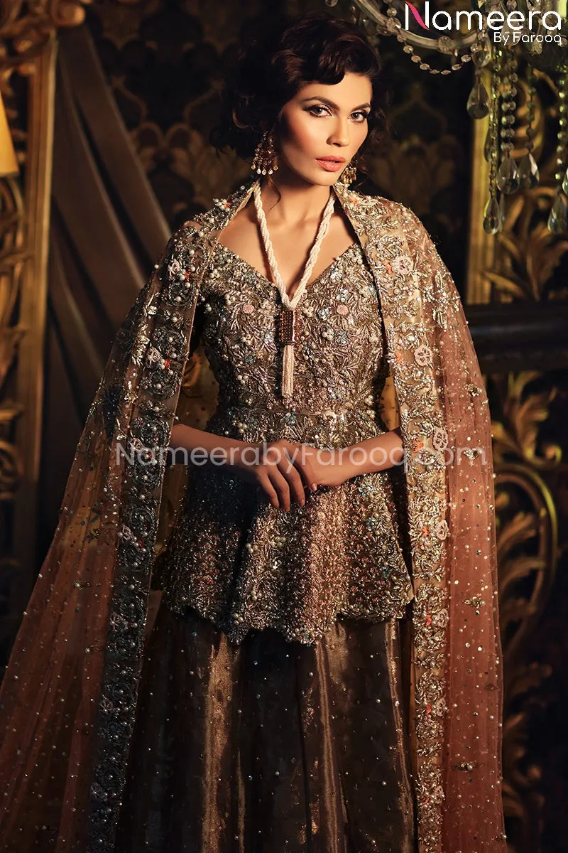 Pakistani Bridal Peplum Lehenga for Wedding #BS155