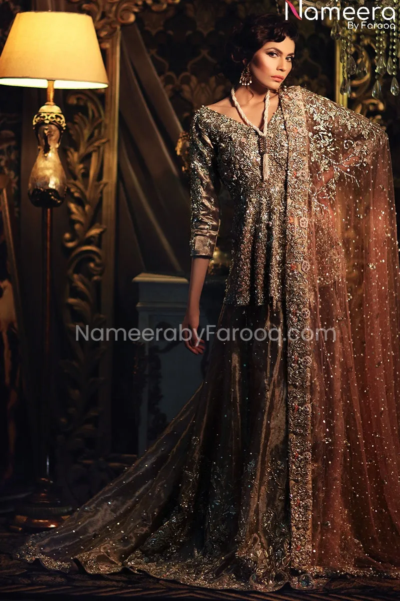 Pakistani Bridal Peplum Lehenga for Wedding #BS155