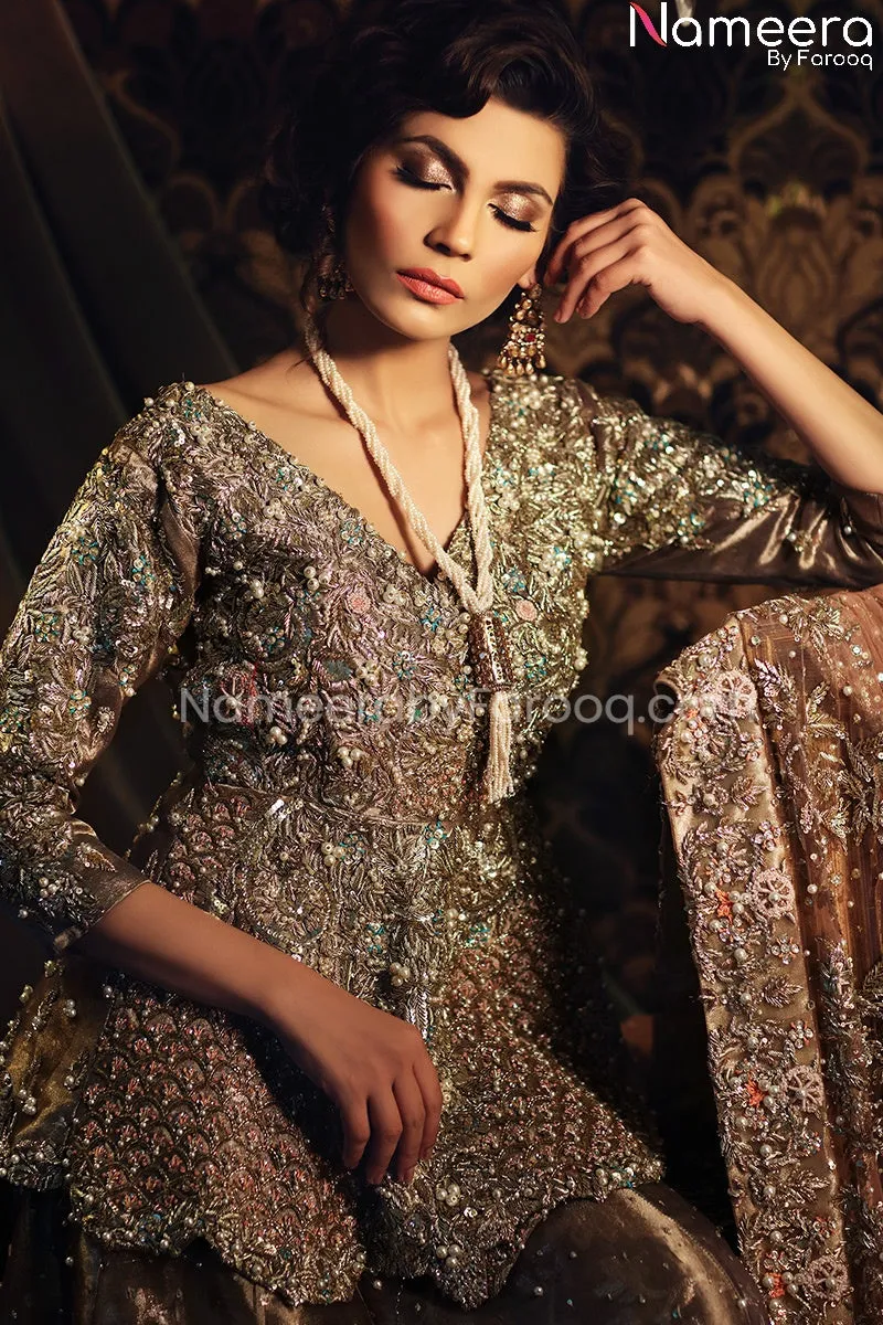Pakistani Bridal Peplum Lehenga for Wedding #BS155