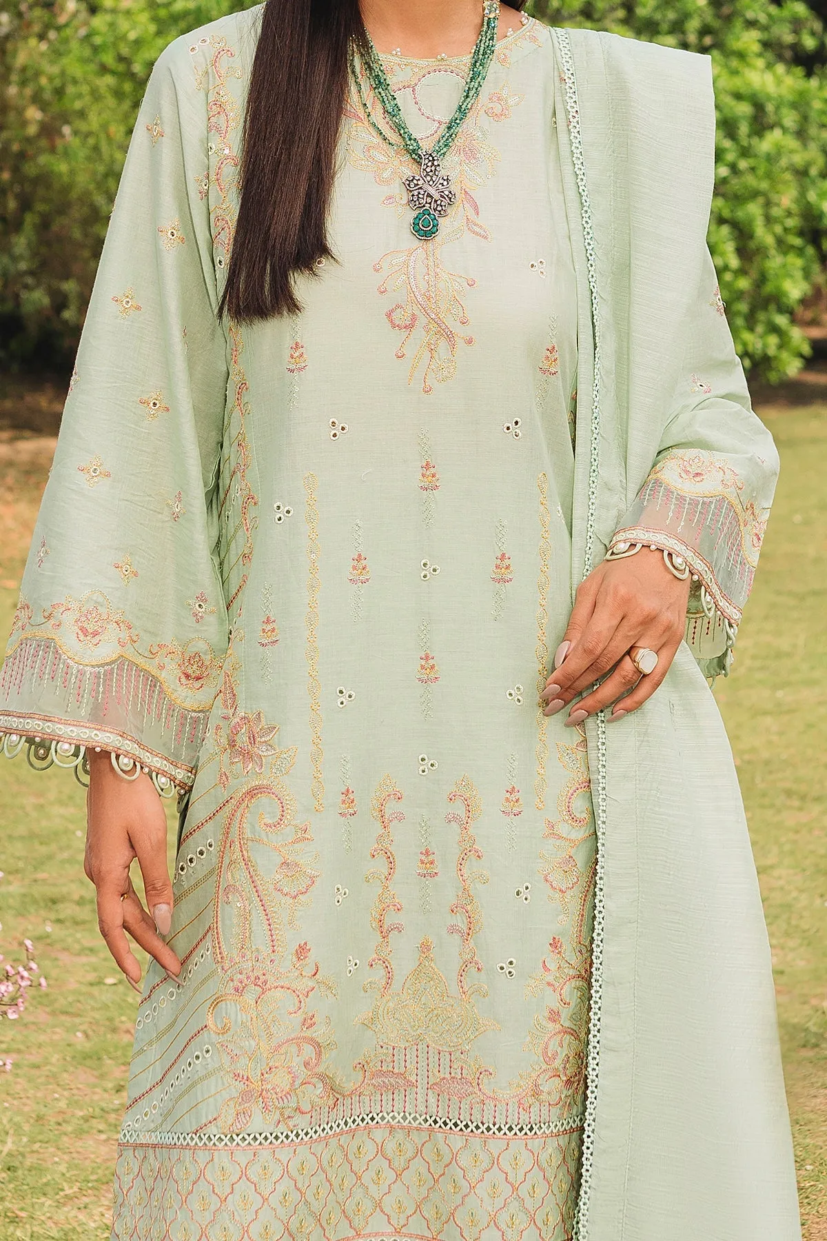 Pakistani Salwar Suit in Pistachio Green Embroidered Salwar Kameez