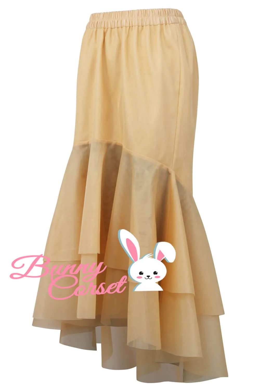 Parker Nude Satin & Mesh Net Elasticated Skirt