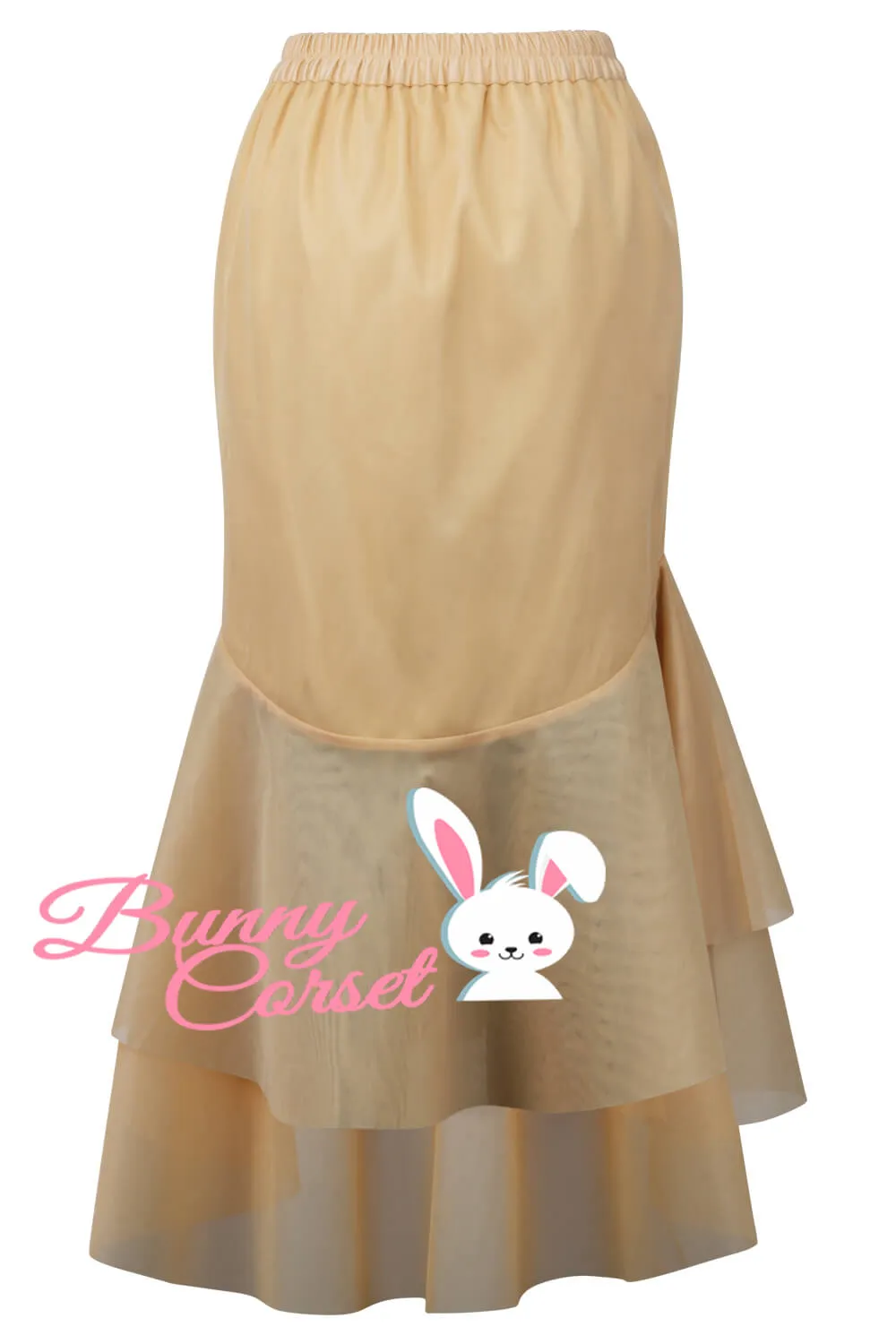 Parker Nude Satin & Mesh Net Elasticated Skirt
