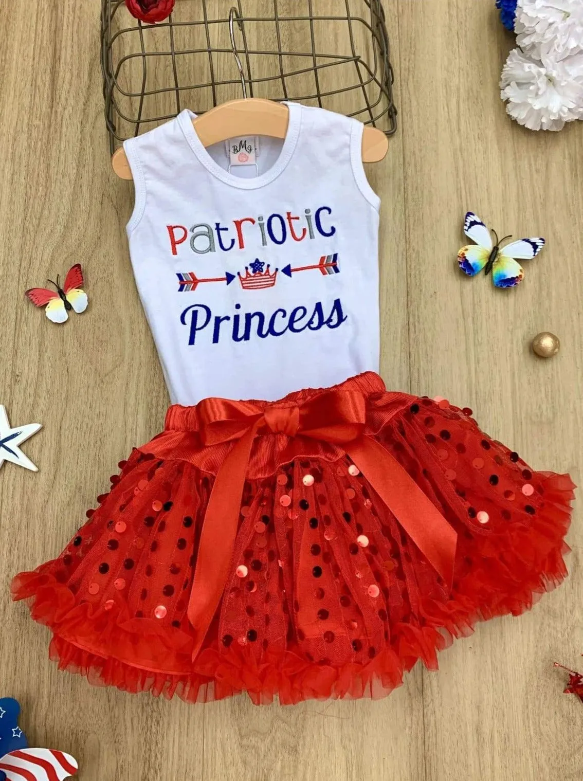 Patriotic Princess Sequin Skirt Set