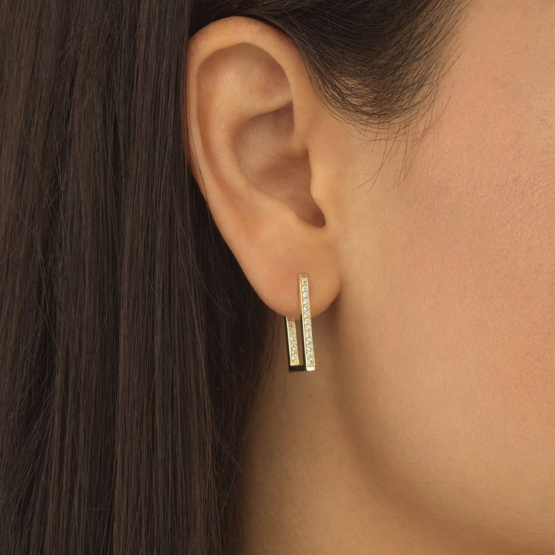 Pavé Rectangular Hoop Earring