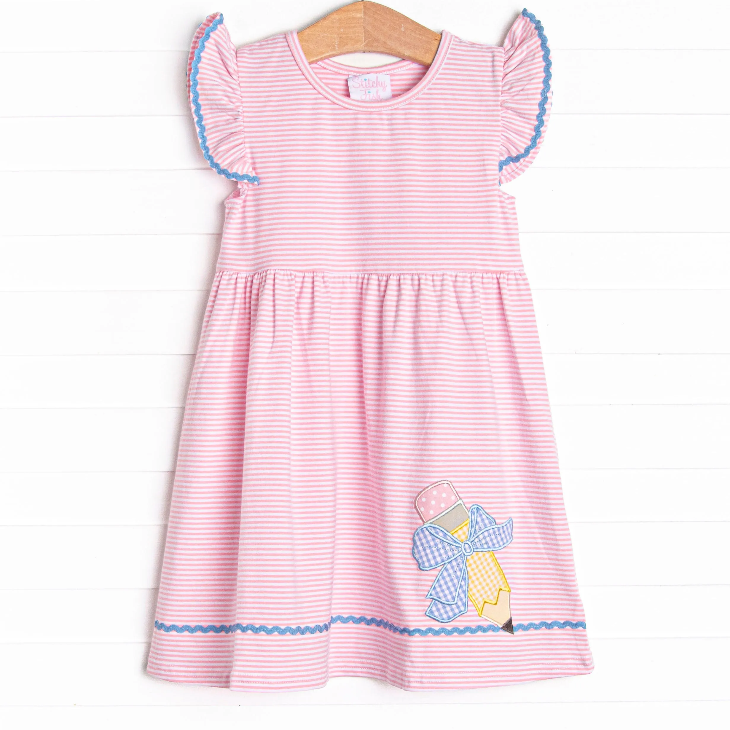 Penmanship Practice Applique Dress, Pink