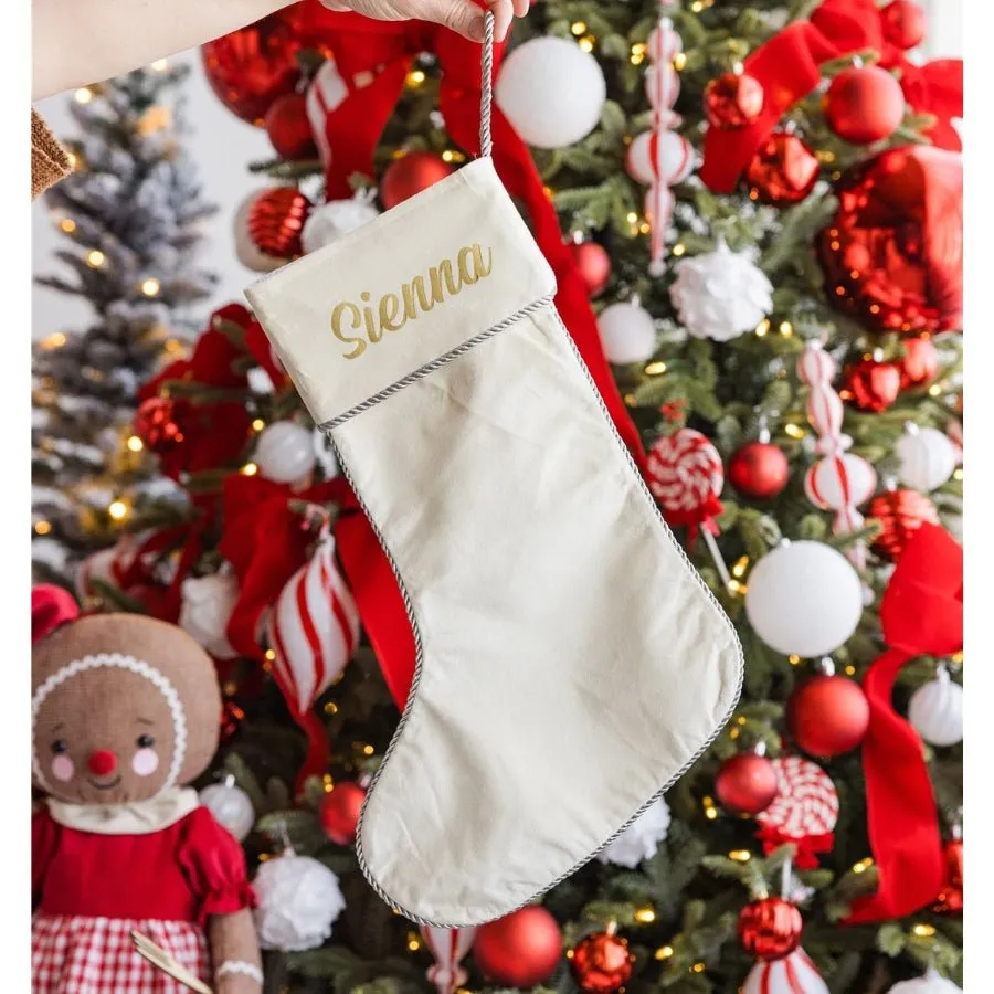 Personalised Velvet Christmas Stocking - Cream