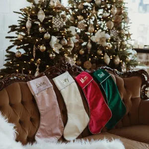Personalised Velvet Christmas Stocking - Cream