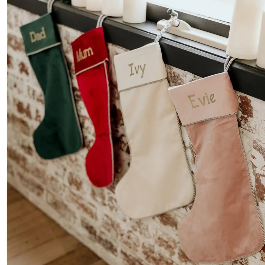 Personalised Velvet Christmas Stocking - Cream