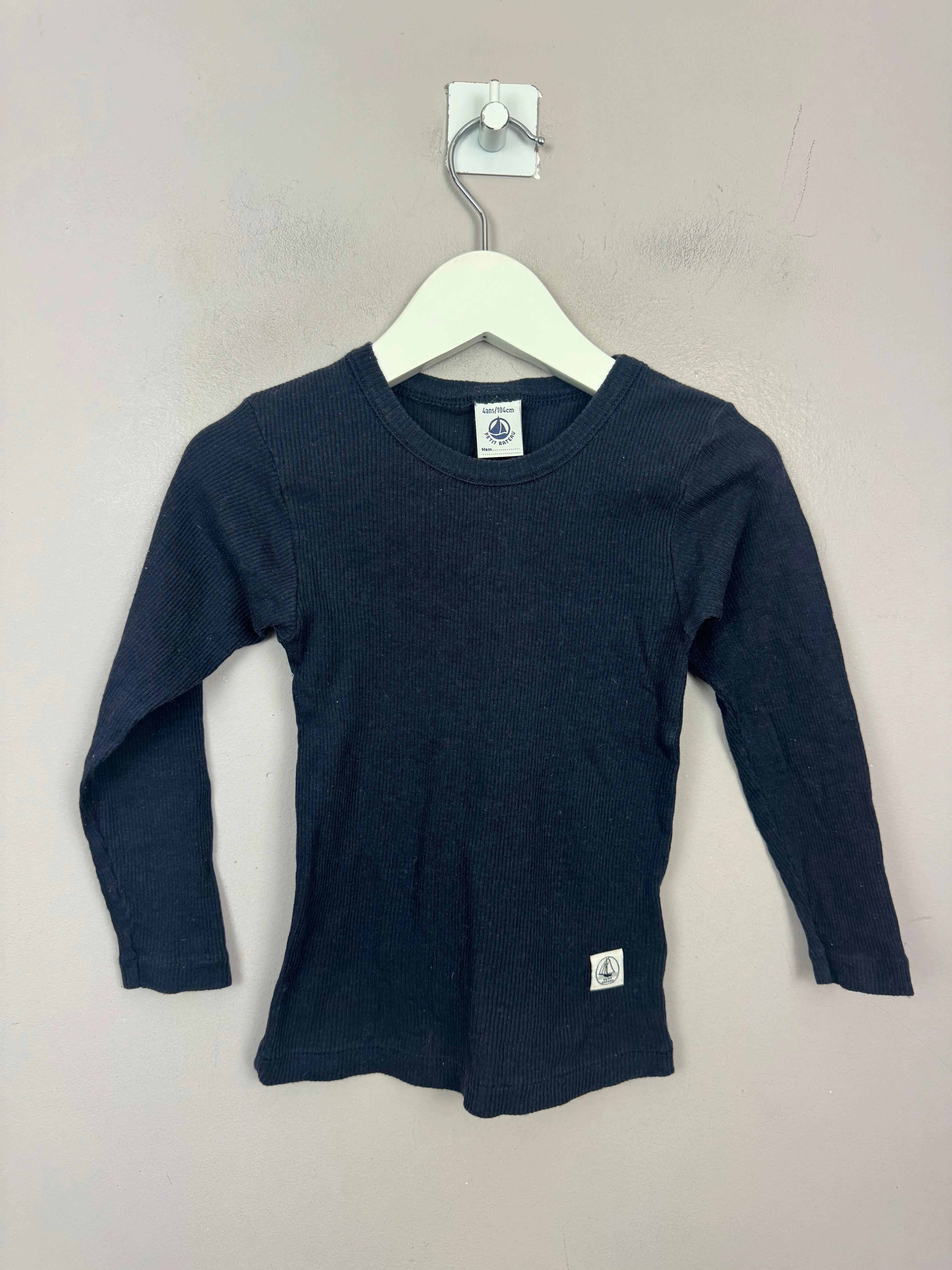 Petit Bateau Navy Ribbed base Layer 4y