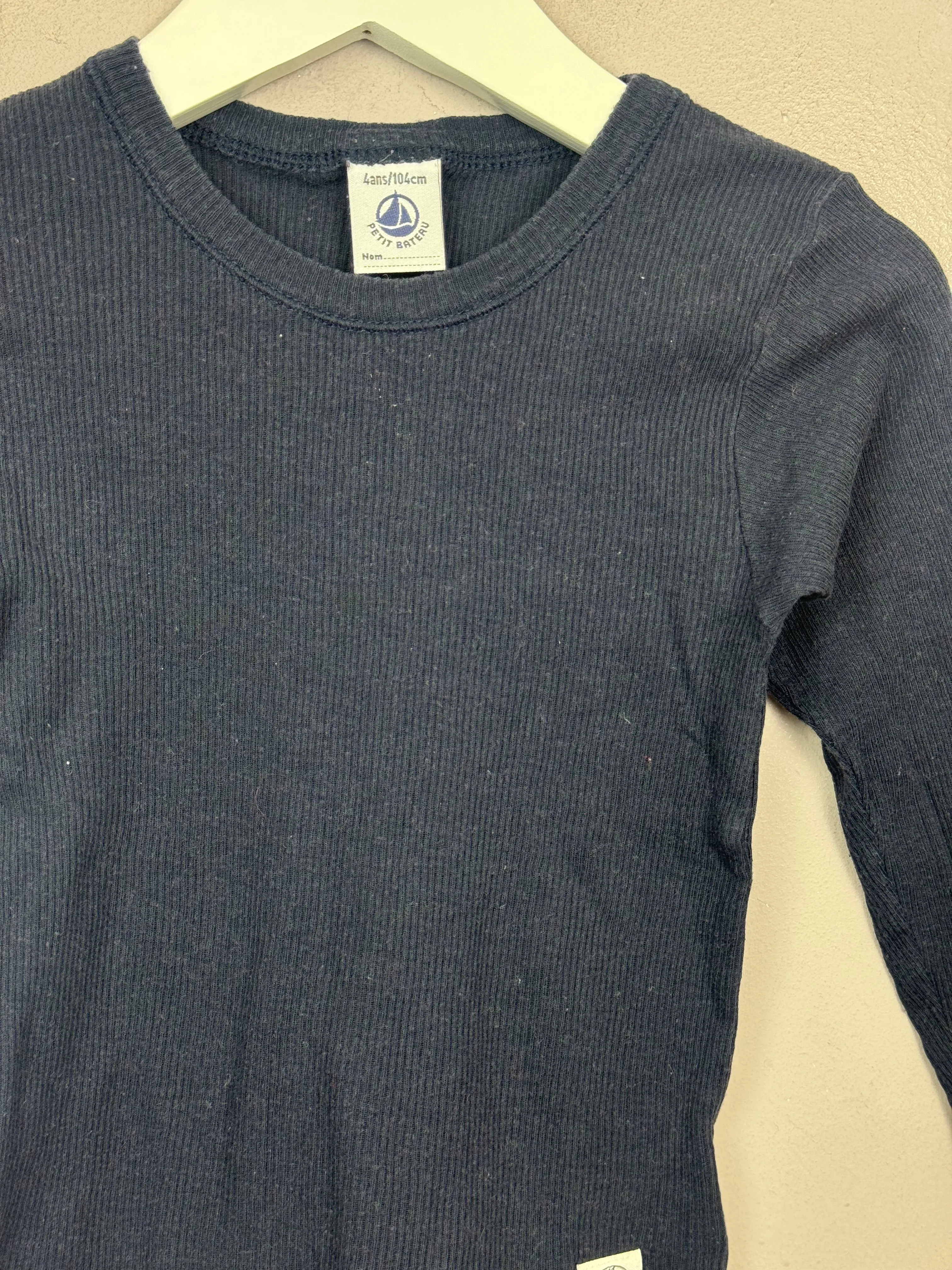 Petit Bateau Navy Ribbed base Layer 4y