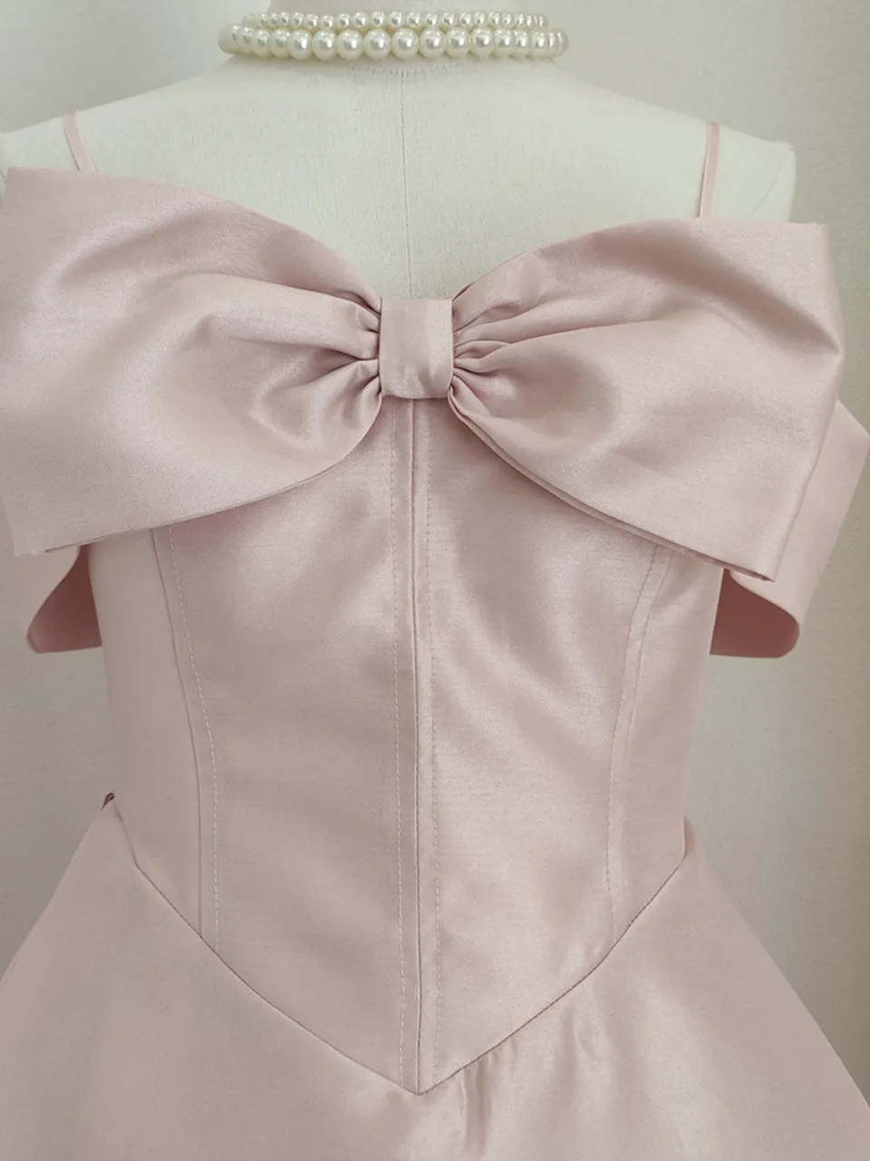 Pink Off The Shoulder Corset Satin Party Mini Dress