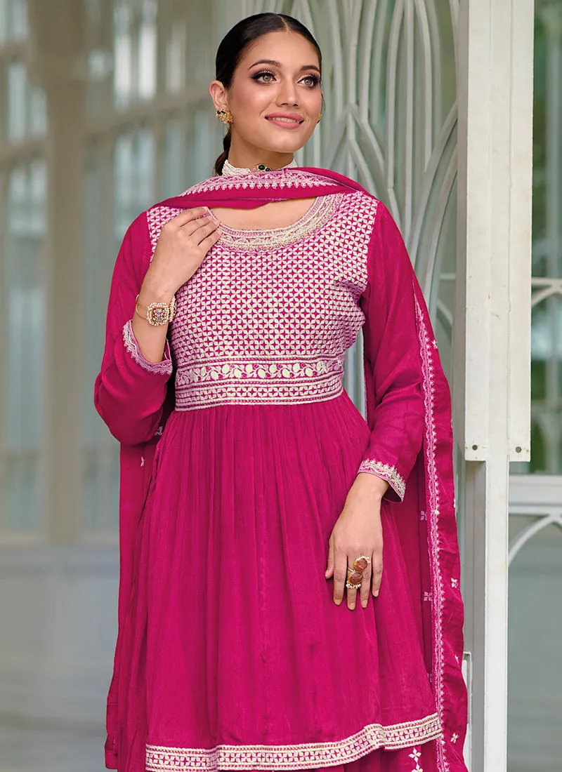 Pink Sequence Embroidery Peplum Lehenga Kurti