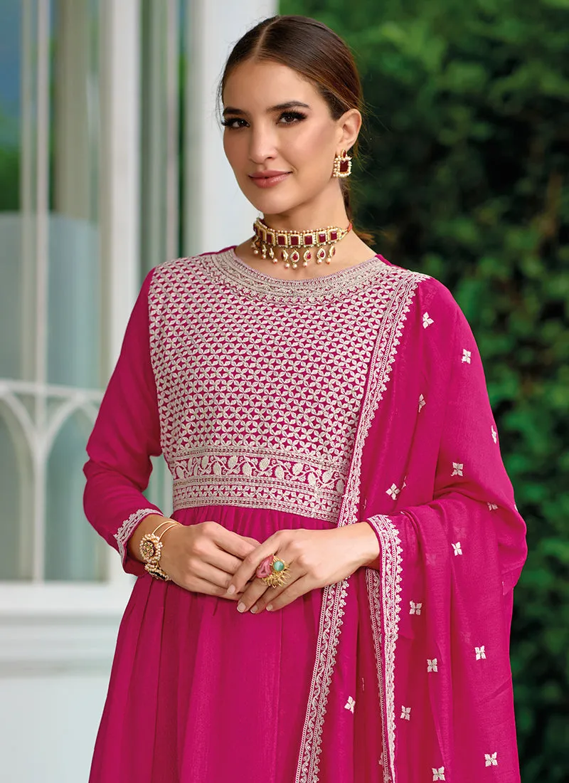 Pink Sequence Embroidery Peplum Lehenga Kurti