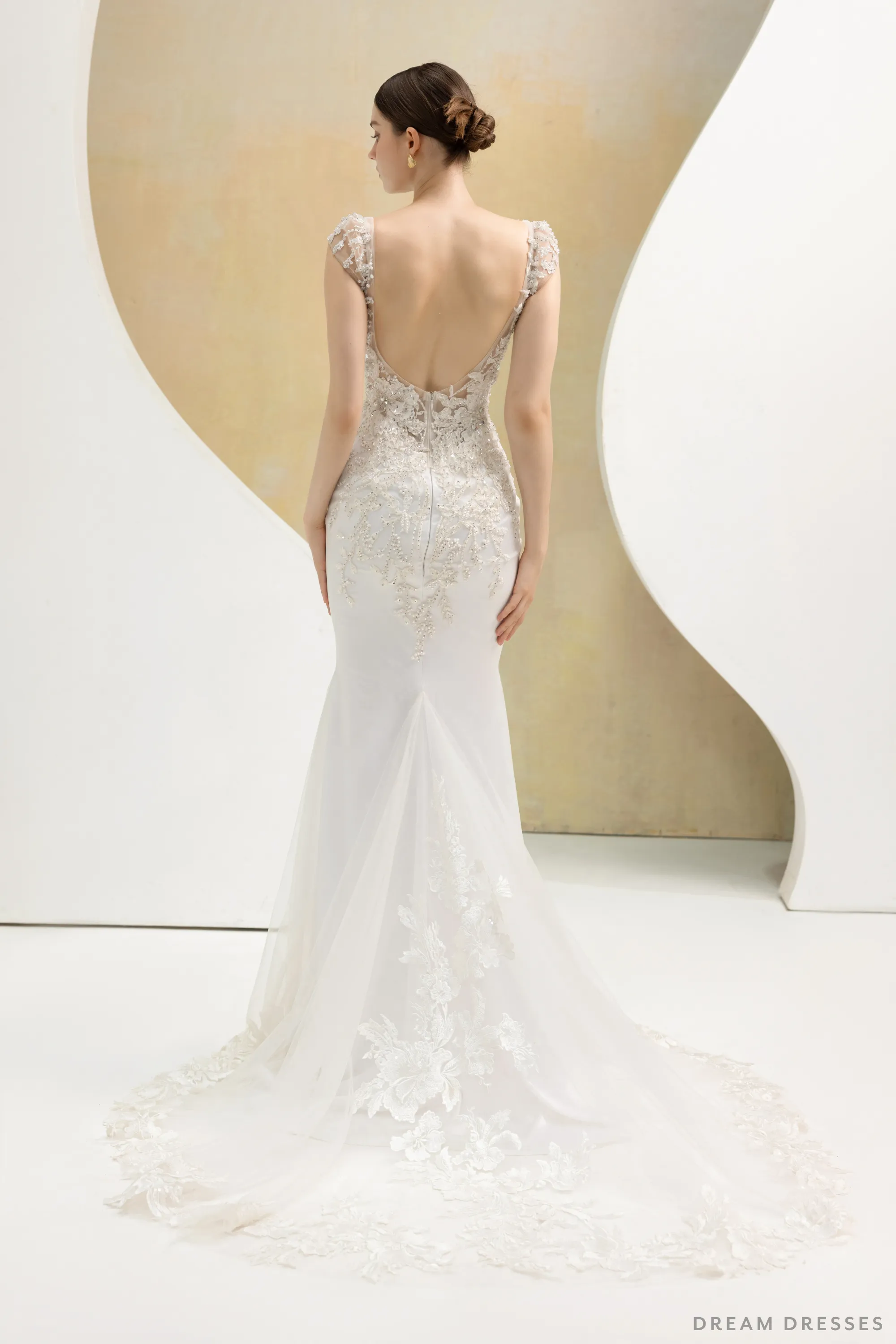 Plunging Neckline Mermaid Wedding Dress (#ELOISE)