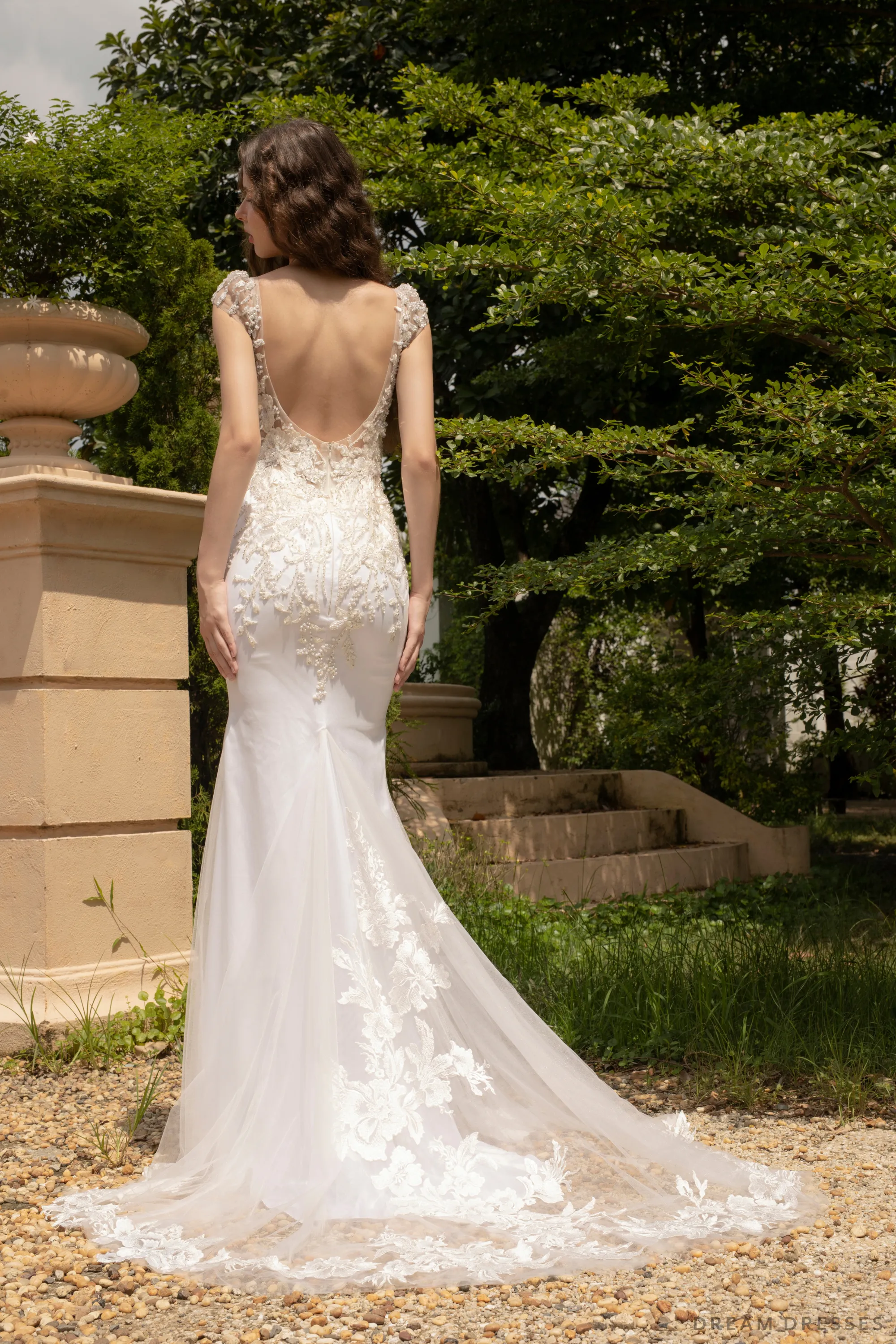 Plunging Neckline Mermaid Wedding Dress (#ELOISE)