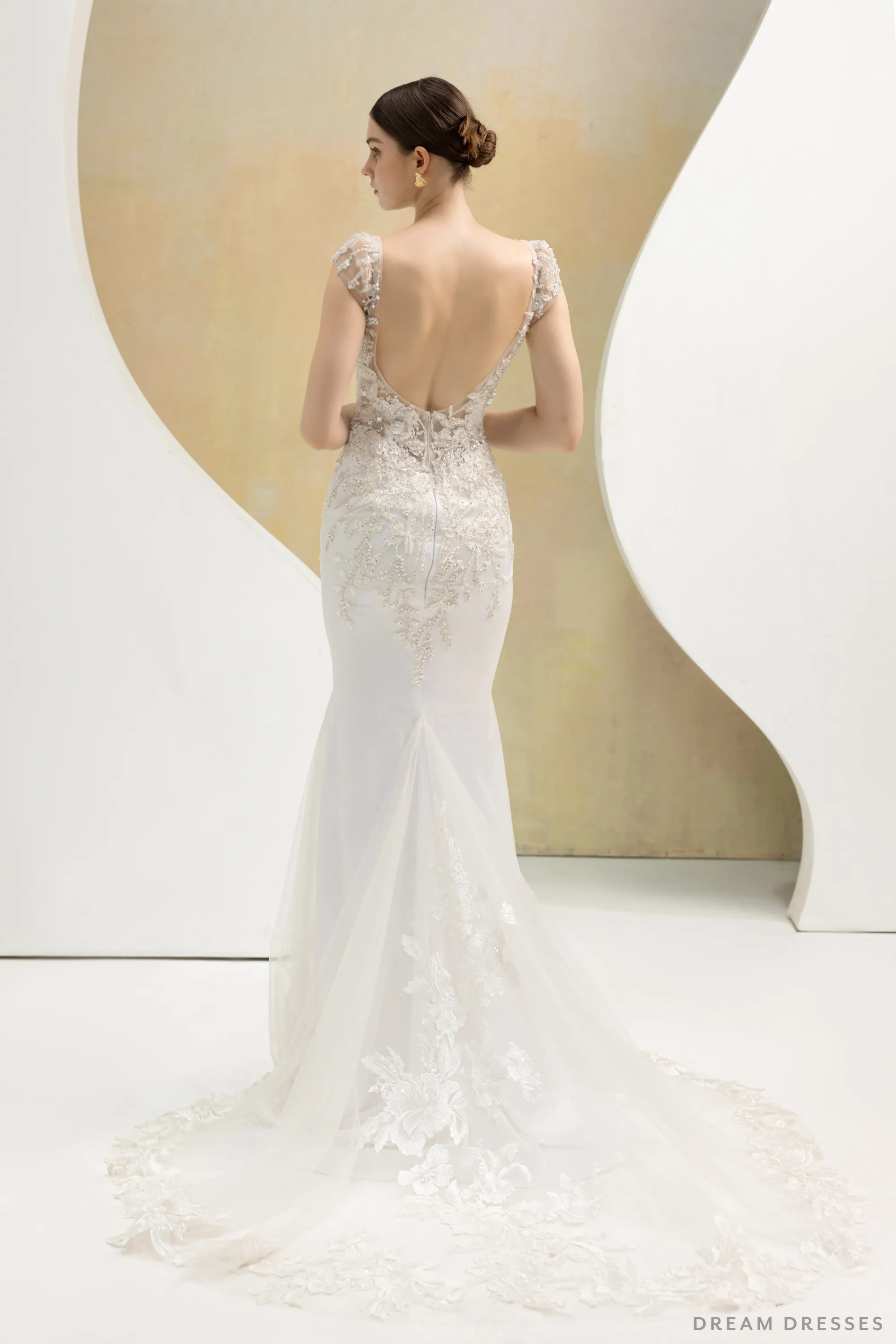 Plunging Neckline Mermaid Wedding Dress (#ELOISE)