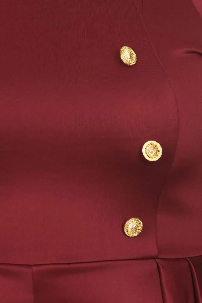Plus Size Cadet Button Studs Peplum Midi Dress
