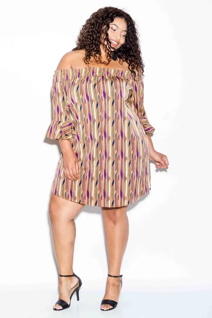 Plus Size Dashiki Sexy Off Shoulder Dress