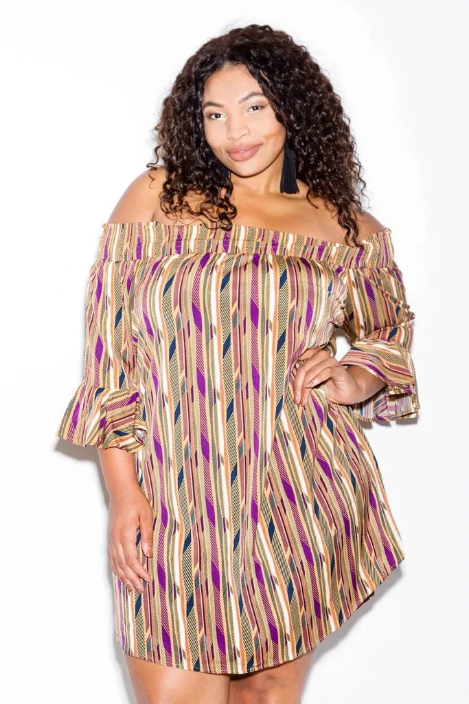 Plus Size Dashiki Sexy Off Shoulder Dress