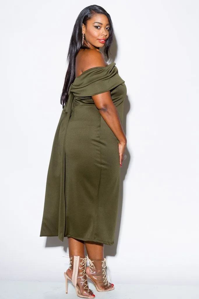 Plus Size Sexy Off Shoulder Fold Over Dress