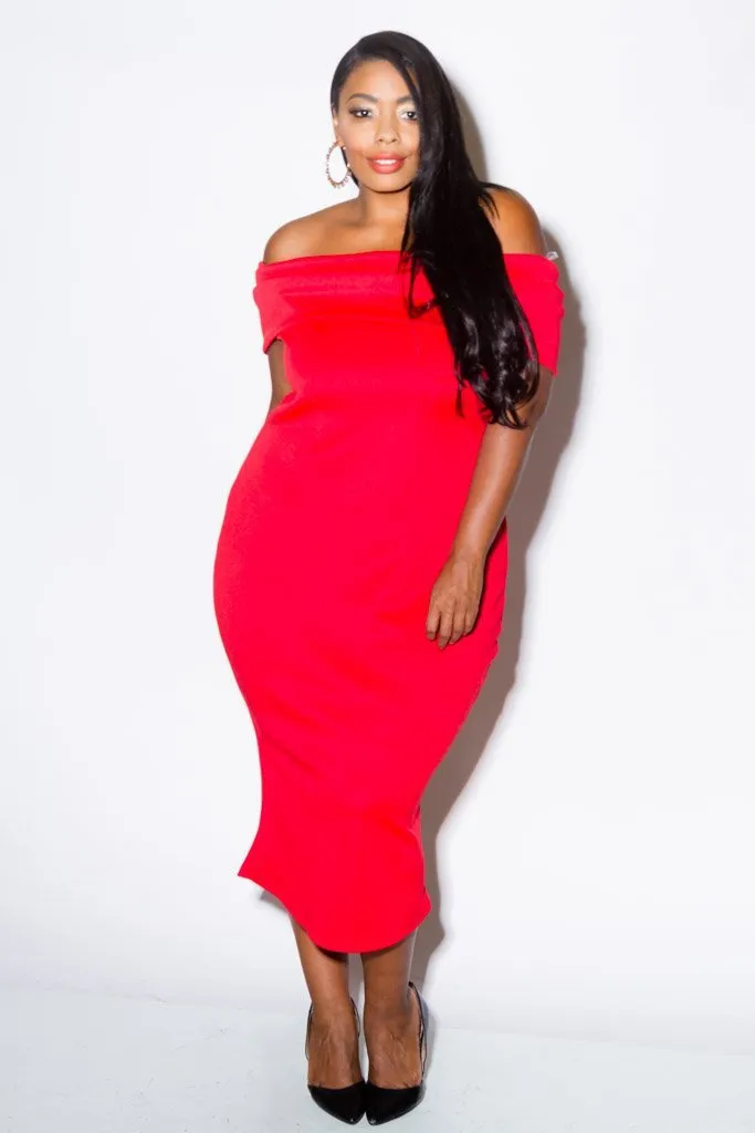 Plus Size Sexy Off Shoulder Fold Over Dress