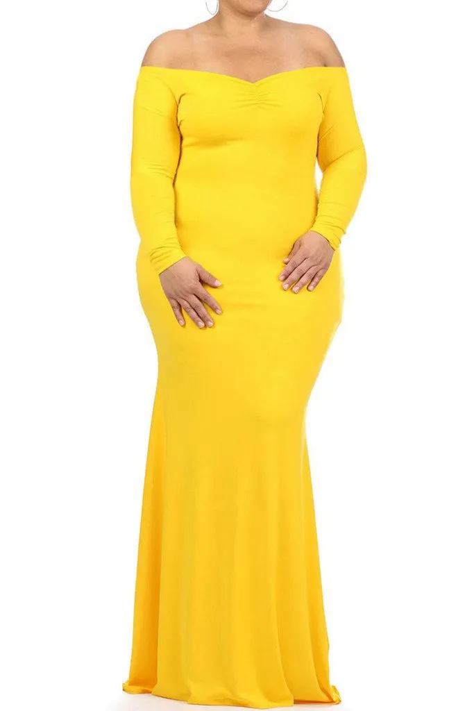 Plus Size Solid Stretch Mermaid Maxi Dress