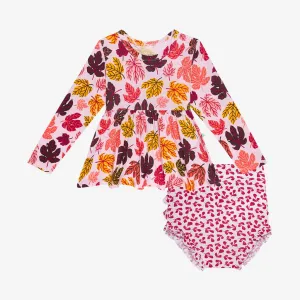 Posh Peanut Autumn-Long Sleeve Basic Peplum Top & Bloomer Set