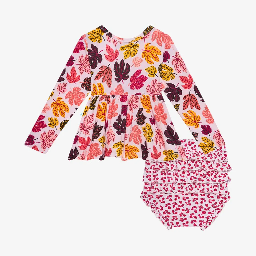 Posh Peanut Autumn-Long Sleeve Basic Peplum Top & Bloomer Set