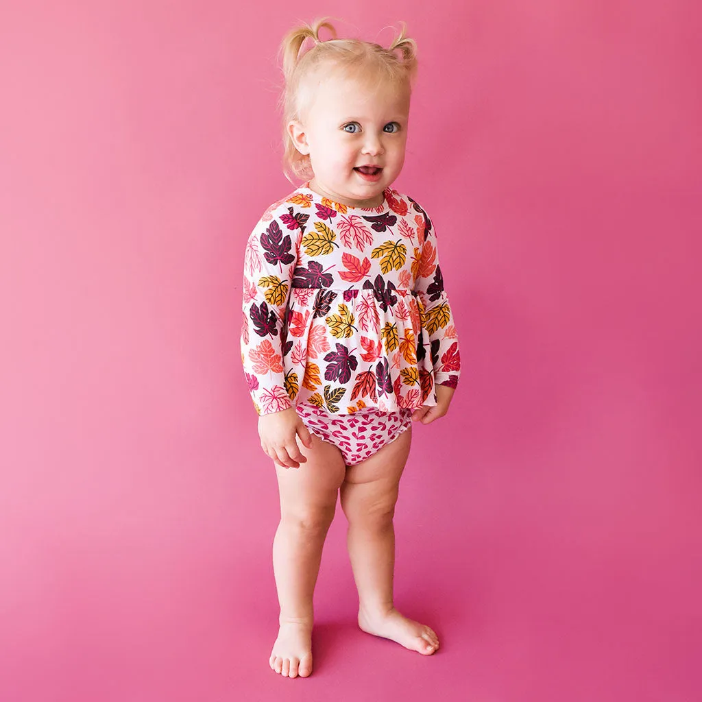 Posh Peanut Autumn-Long Sleeve Basic Peplum Top & Bloomer Set