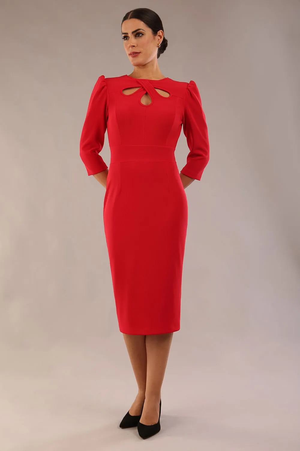 (PRE-ORDER) Quintessa Three Petal Keyhole Pencil Dress