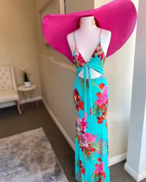 Print Front Tie Bra Top Mermaid Dress FINAL SALE